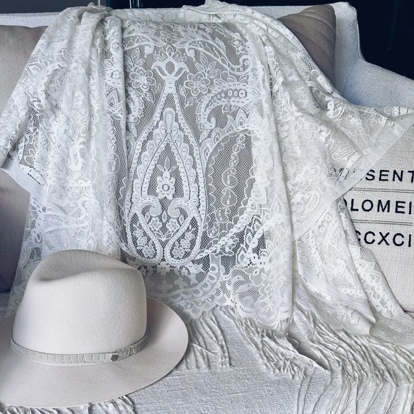 White Fringe Boho Lace Cover-up - Free Size main image 1